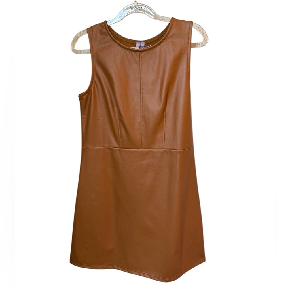 🎉HP🎉 Good luck girl burnt orange/tan leather/pleather trendy dress size 6
